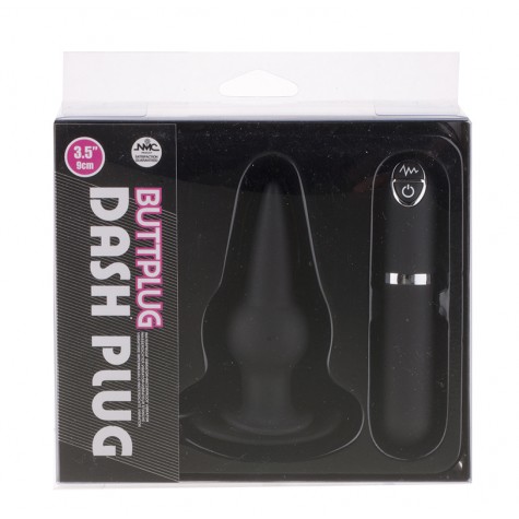 Черная вибровтулка Dash Butt Plug With Mini Controller III - 9 см.